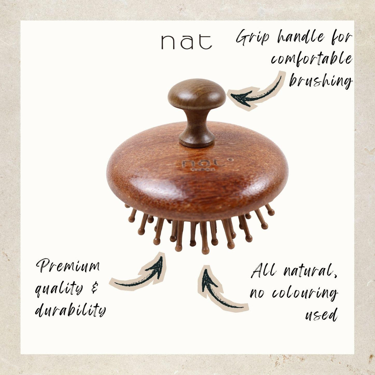 NAT Natural Wooden Red Sandalwood Scalp Root Care Hair Brush - BW86