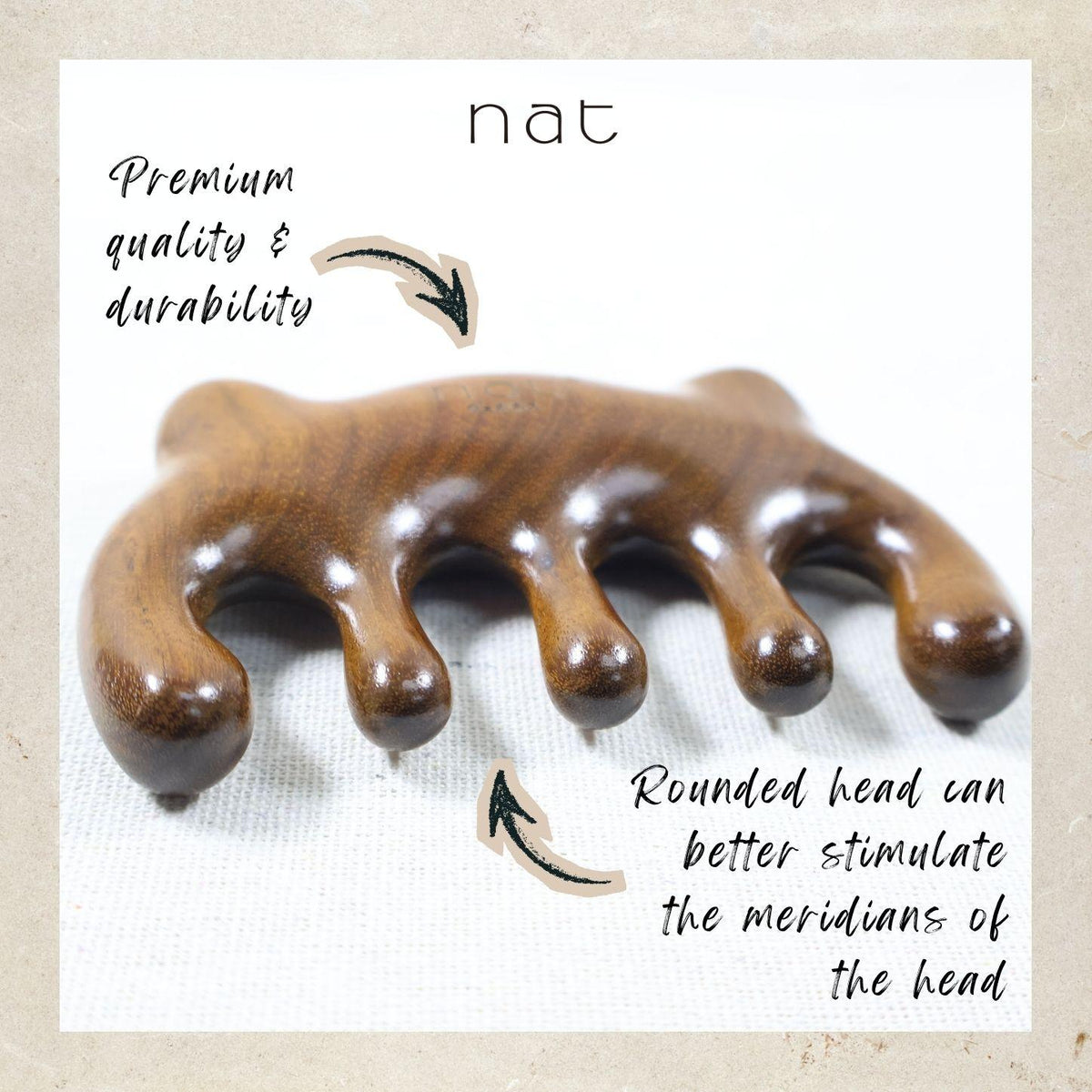 NAT Cat Style Peruvian Balsamo Head Massage Anti-Static Comb for Gua Sha and Massaging - 99CAT2