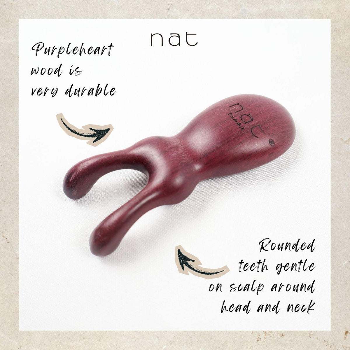 NAT Comfort Natural Purpleheart Wood Wooden Massage Anti-Static Gua Sha Comb - 9982