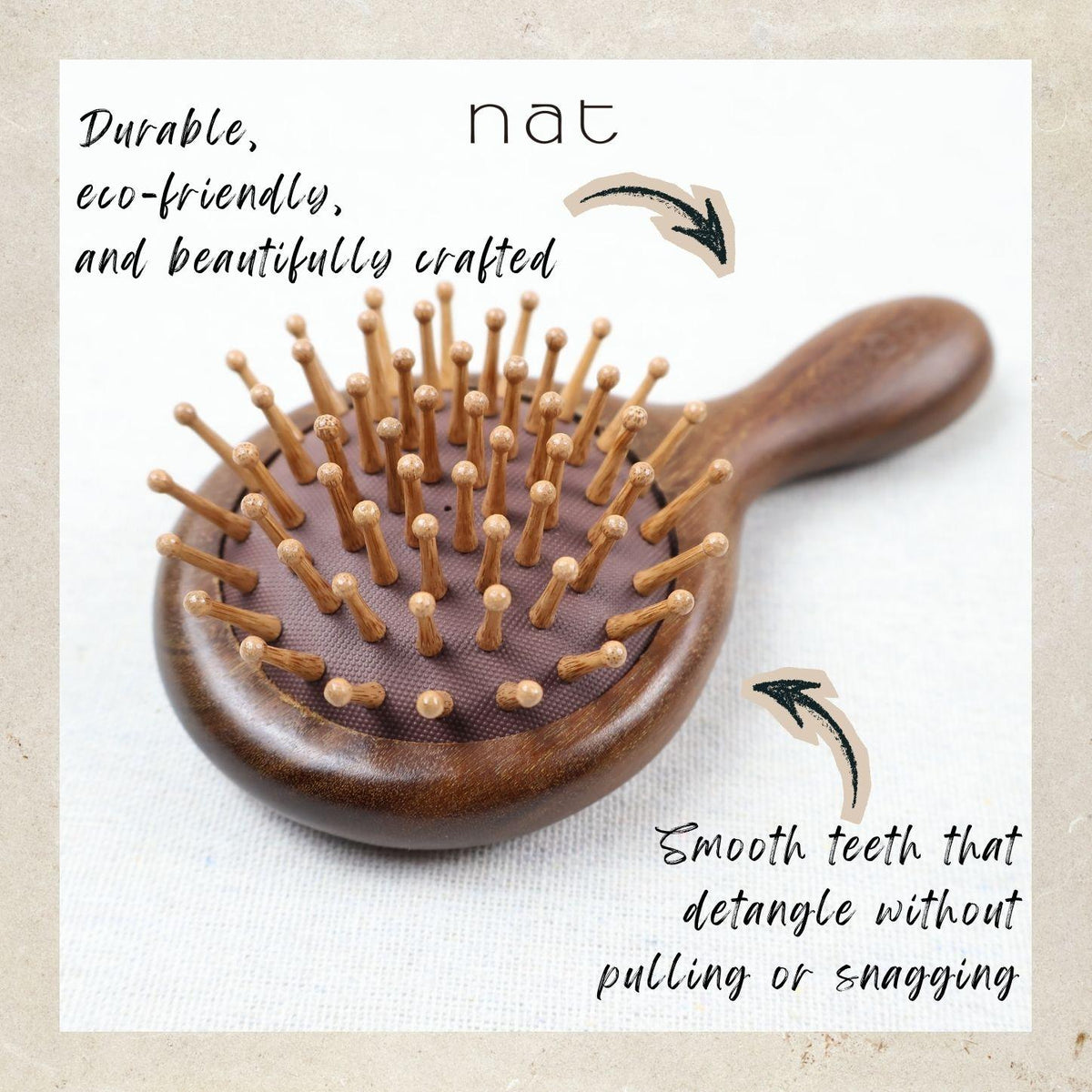 NAT Natural Portable Gold Sandalwood Gentle Detangle Hair Brush - BW85