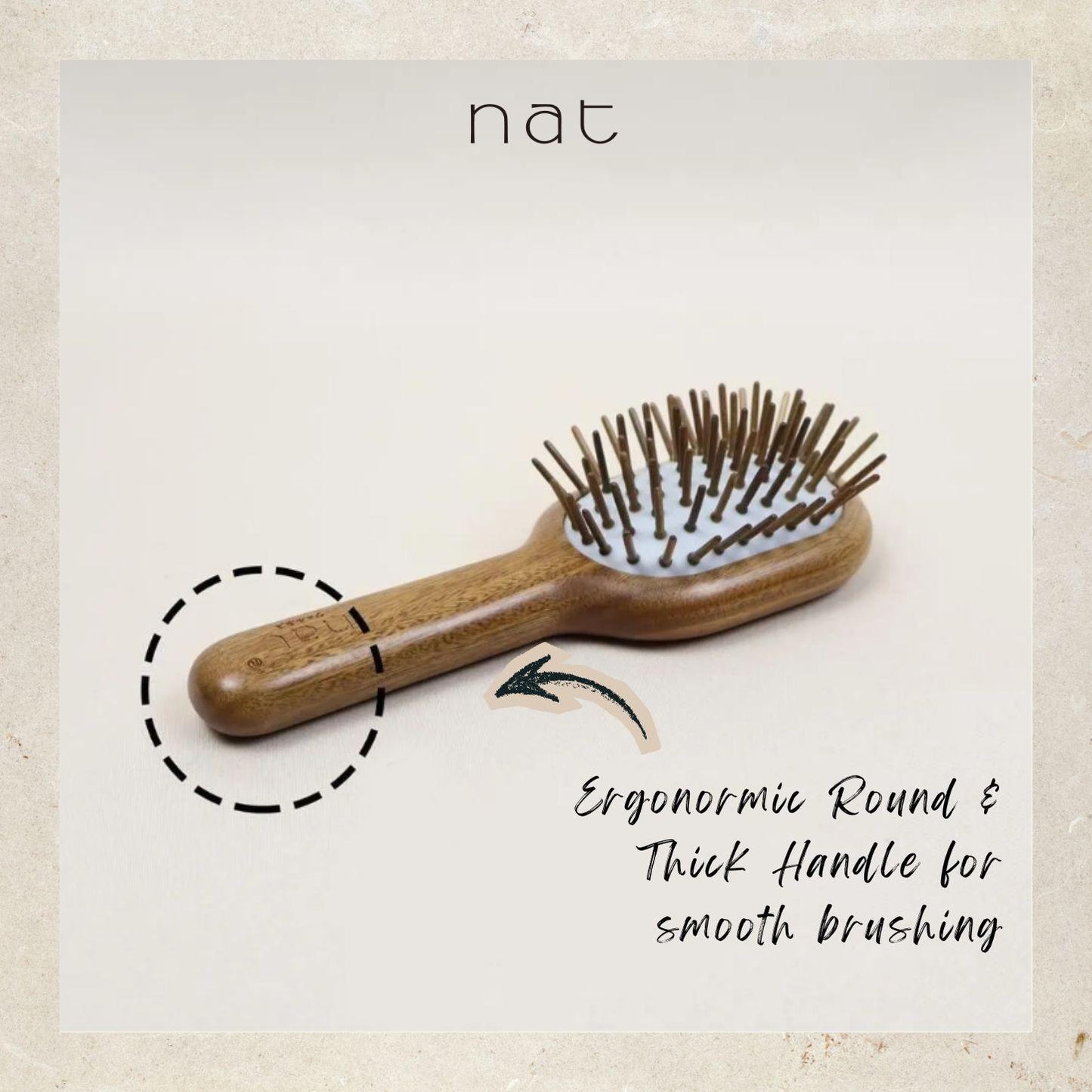 NAT PREMIUM High Quality Green Sandalwood Non-Static Non-Toxic No Coloring Mini Hair Brush Hair Accessories - BW80