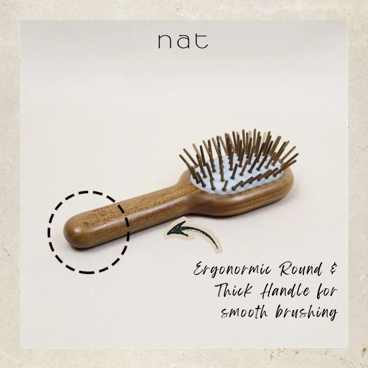 NAT PREMIUM High Quality Green Sandalwood Non-Static Non-Toxic No Coloring Mini Hair Brush Hair Accessories - BW80