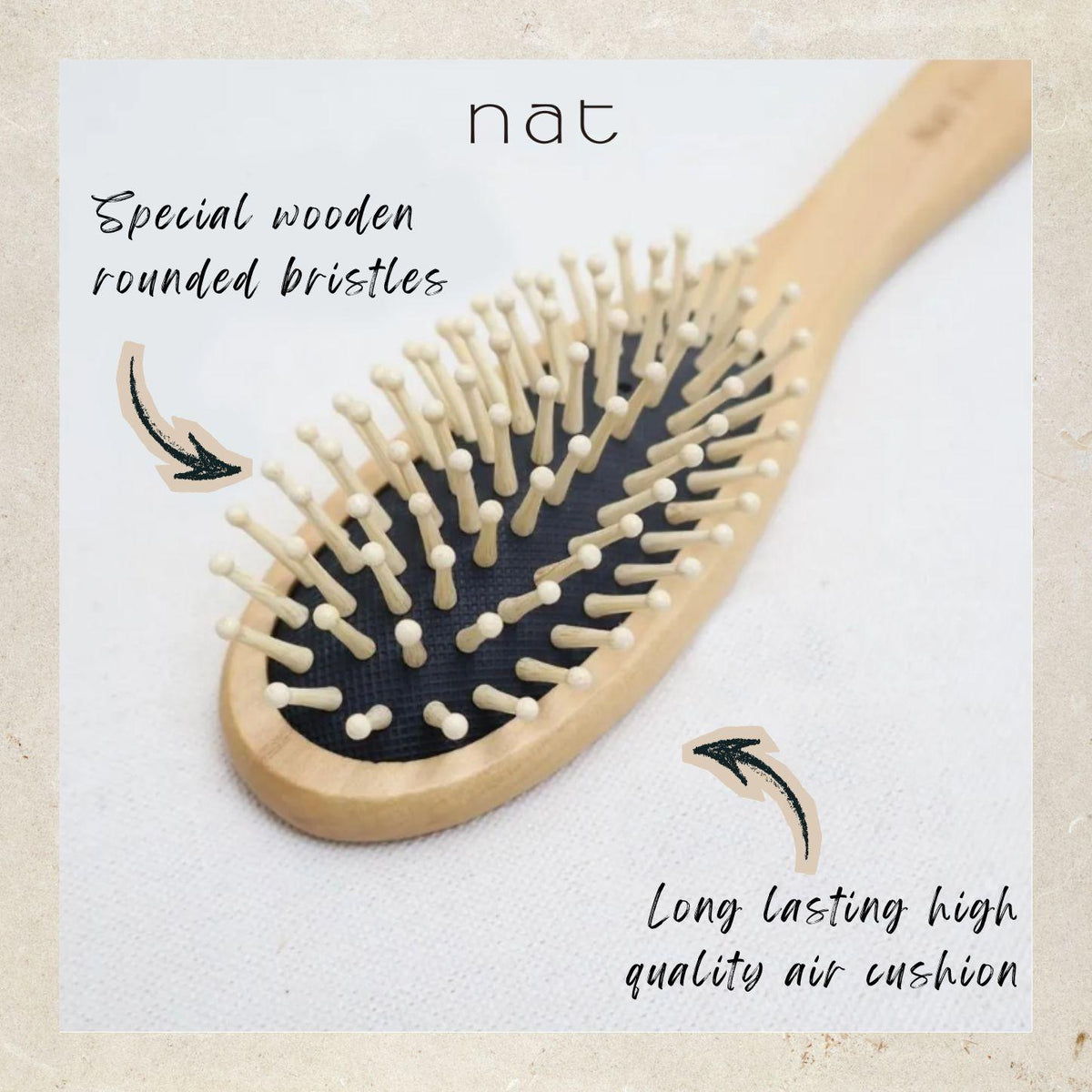 NAT Natural Wood High Quality Wooden Comb Paddle Brush Hir Accessories - BW3