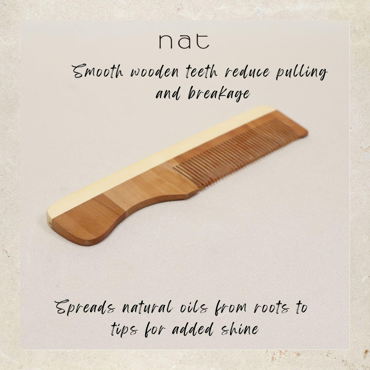NAT Natural Gentle High Quality Light & Portable Anti-Static Wooden Comb - 603
