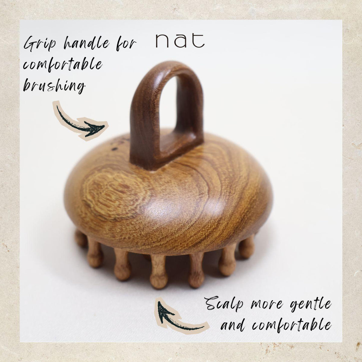 NAT Natural Ebony Wood and Bamboo Massage Anti-Static Gua Sha Pure Scalp Massage Comb - 1001