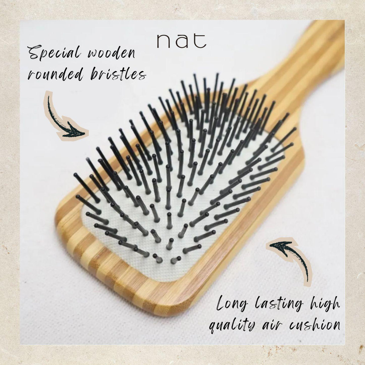 NAT Natural Bamboo Wood High Quality Wooden Comb Paddle Brush Hair Accessories - BW16