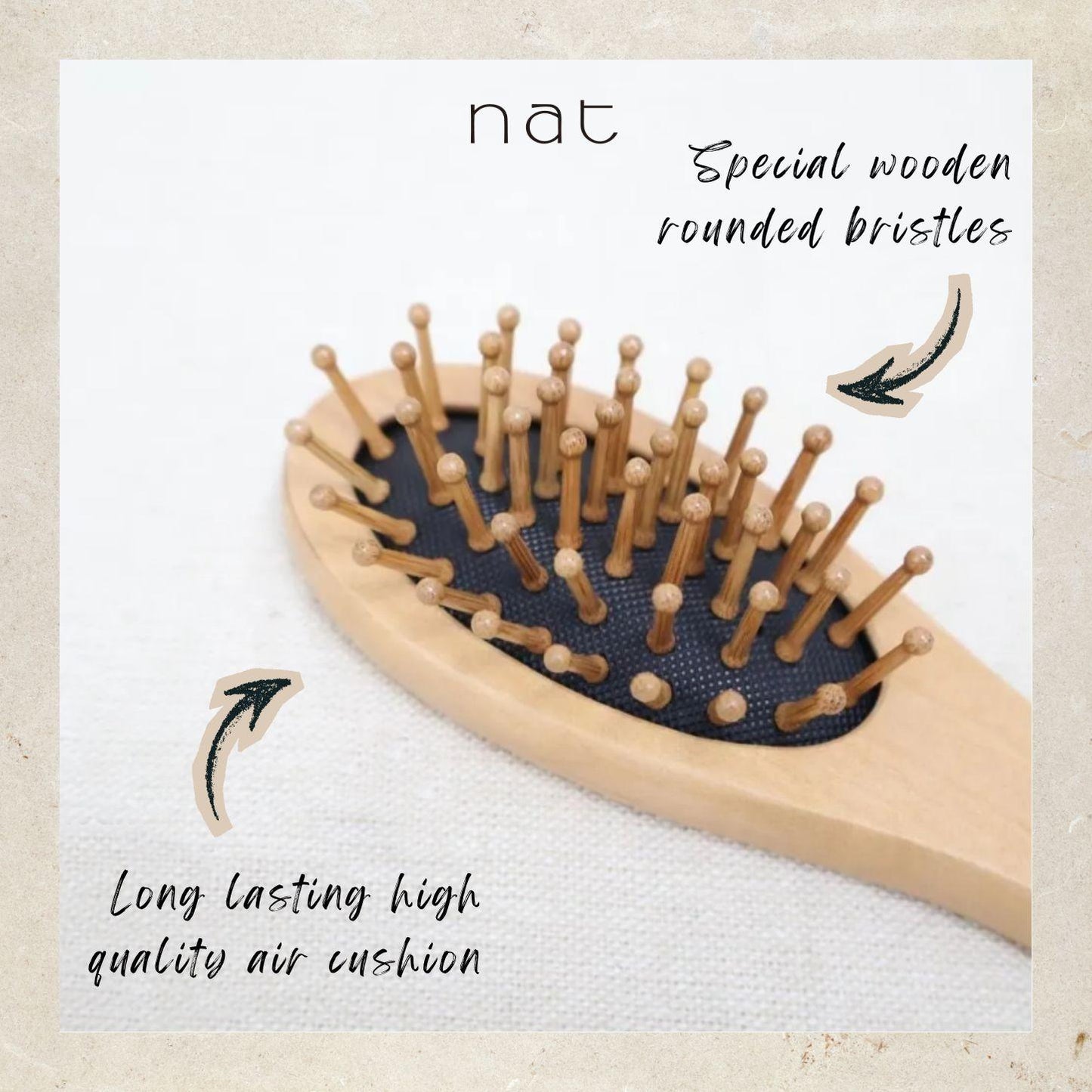 NAT Natural Portable Wood High Quality Wooden Comb Paddle Brush Hair Accessories - BW18