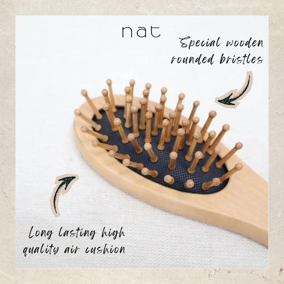 NAT Natural Portable Wood High Quality Wooden Comb Paddle Brush Hair Accessories - BW18