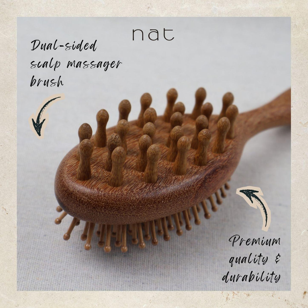NAT Natural Massaging Massage Red Sandalwood Paddle Luxe Root Care Comb - BW83