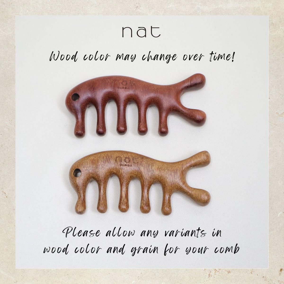 NAT Natural Peruvian Balsamo Wood Wooden Massage Anti-Static Gua Sha Fish Bone Smooth Care Comb - 9950