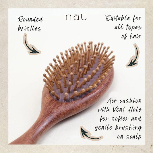 NAT High Quality Red Sandalwood Non-Static Non-Toxic No Coloring Oval Hair Brush Hair Accessories - BW82