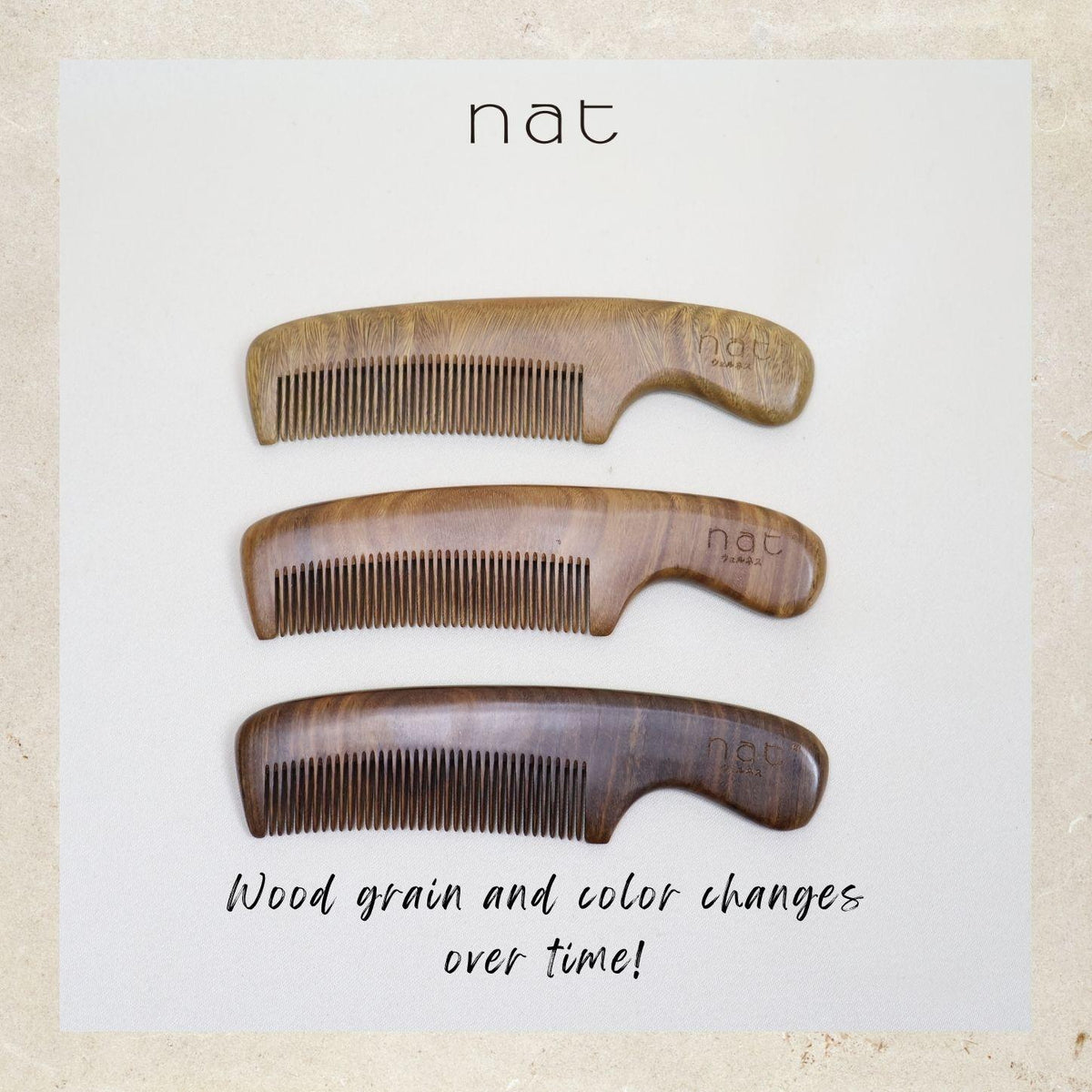 NAT Natural Green Sandalwood Portable and Handy Hair Anti-Static Prime Styling Comb - 9951