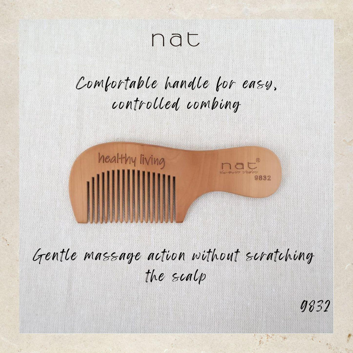 NAT Natural Gold Peach Wood Travel And Portable Anti-Static Stress Relief Combs - 9831+9832