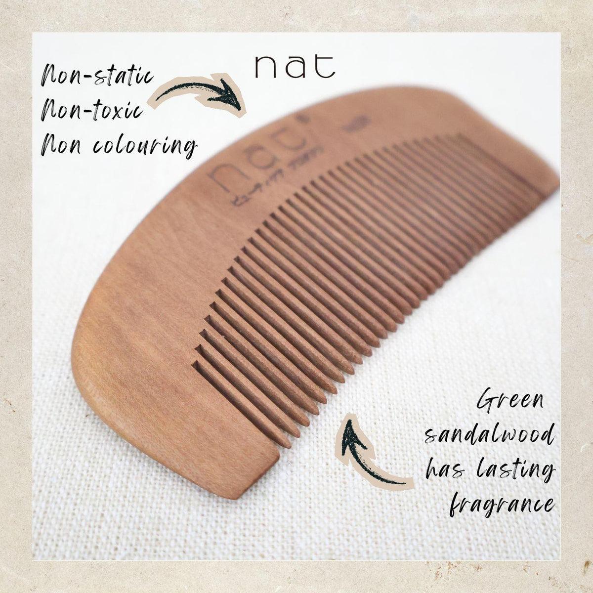 NAT Natural Machilus Nanmu Anti Static Wooden Gentle Scalp Care Comb - 9628