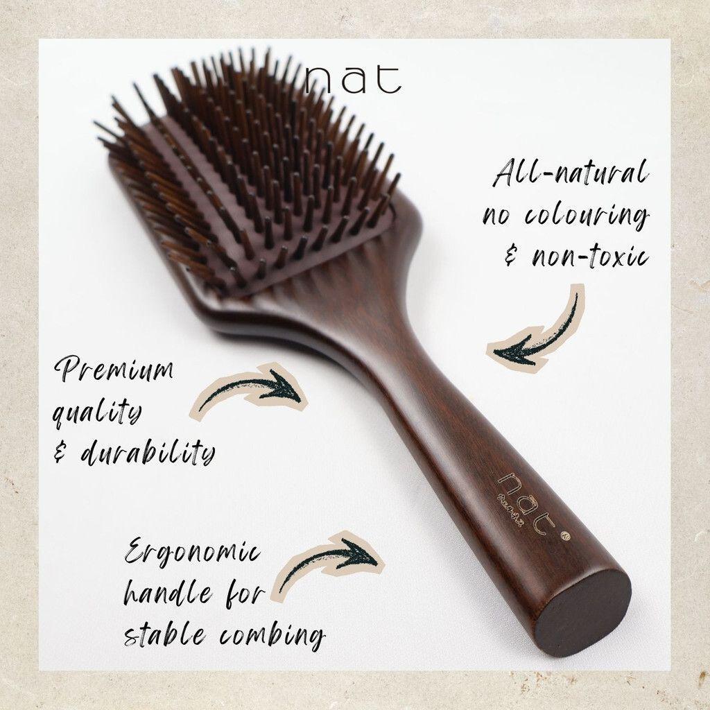NAT Natural Luxury Ebony Wood for Gentle Detangling Hair Brush Hair Accessories - BW87