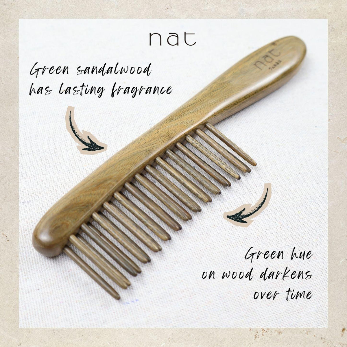 NAT Natural Classic Green Sandalwood Hair Luxe Detangle Brush - 9979