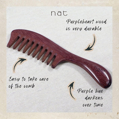 NAT Natural Purpleheart Wood Healthy Scalp Care Comb - 9975