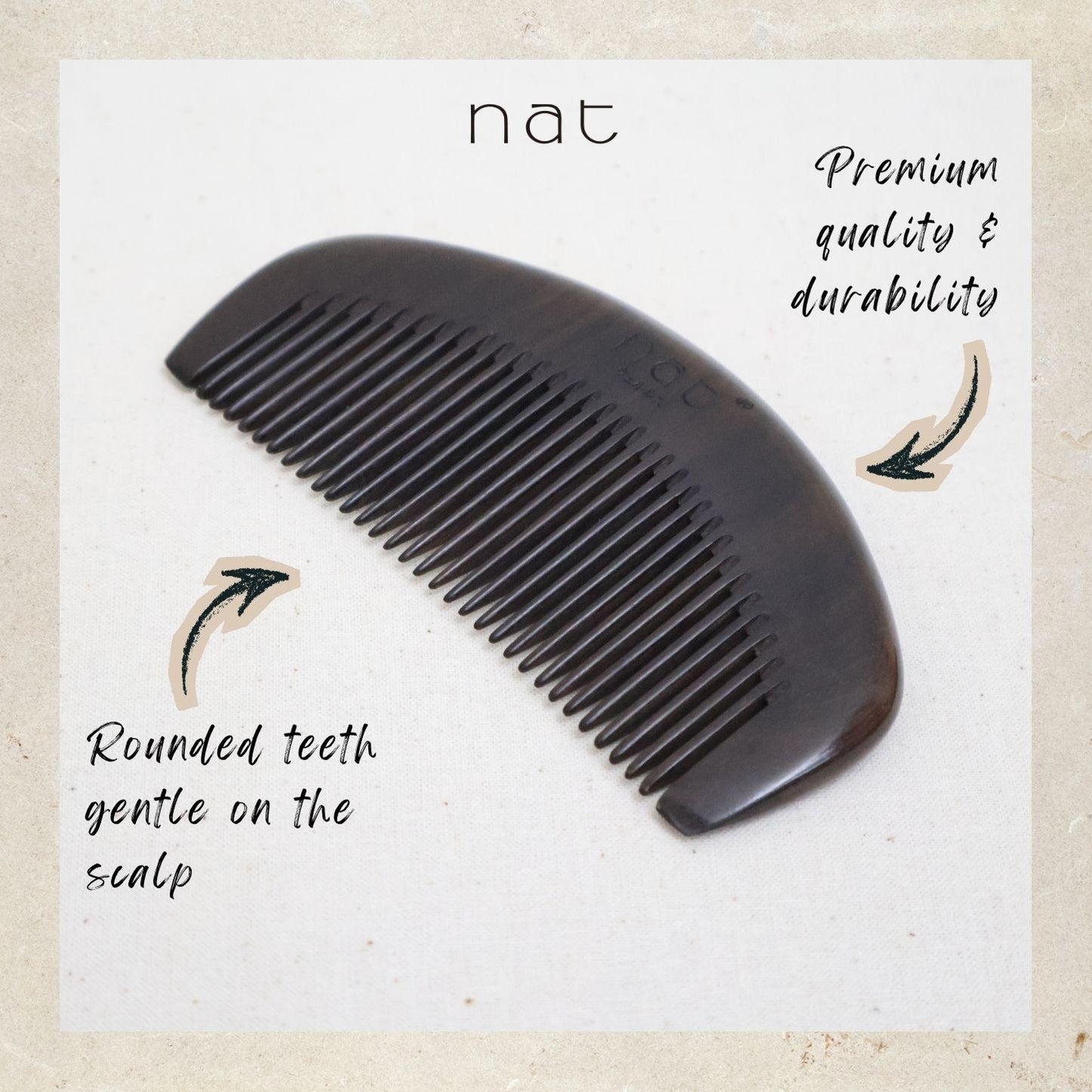 NAT Natural Chacate Preto Wooden Wood Narrow Tooth Portable Anti-Static Prime Styling Comb - 9920