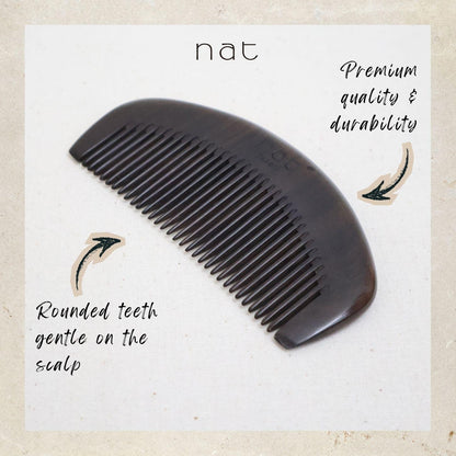 NAT Natural Chacate Preto Wooden Wood Narrow Tooth Portable Anti-Static Prime Styling Comb - 9920