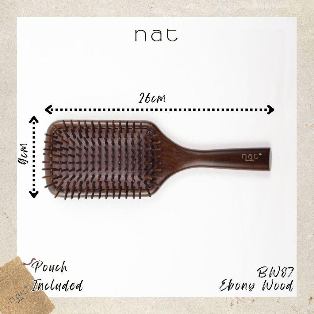 NAT Natural Luxury Ebony Wood for Gentle Detangling Hair Brush Hair Accessories - BW87