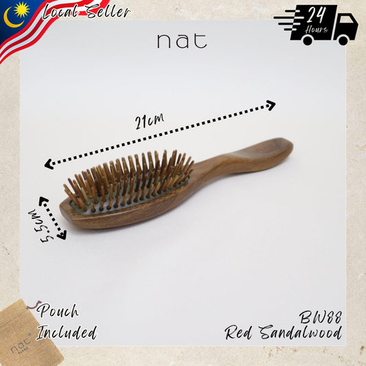 NAT PREMIUM High Quality Green Sandalwood Non-Static Non-Toxic No Coloring Hair Gentle Detangle Brush - BW88