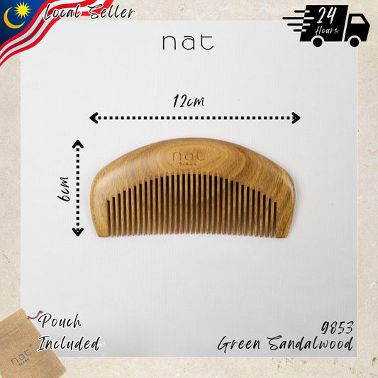 NAT Natural Green Sandalwood Anti Static Non Toxic Hair Comb Tool Hair Accessories - 9853
