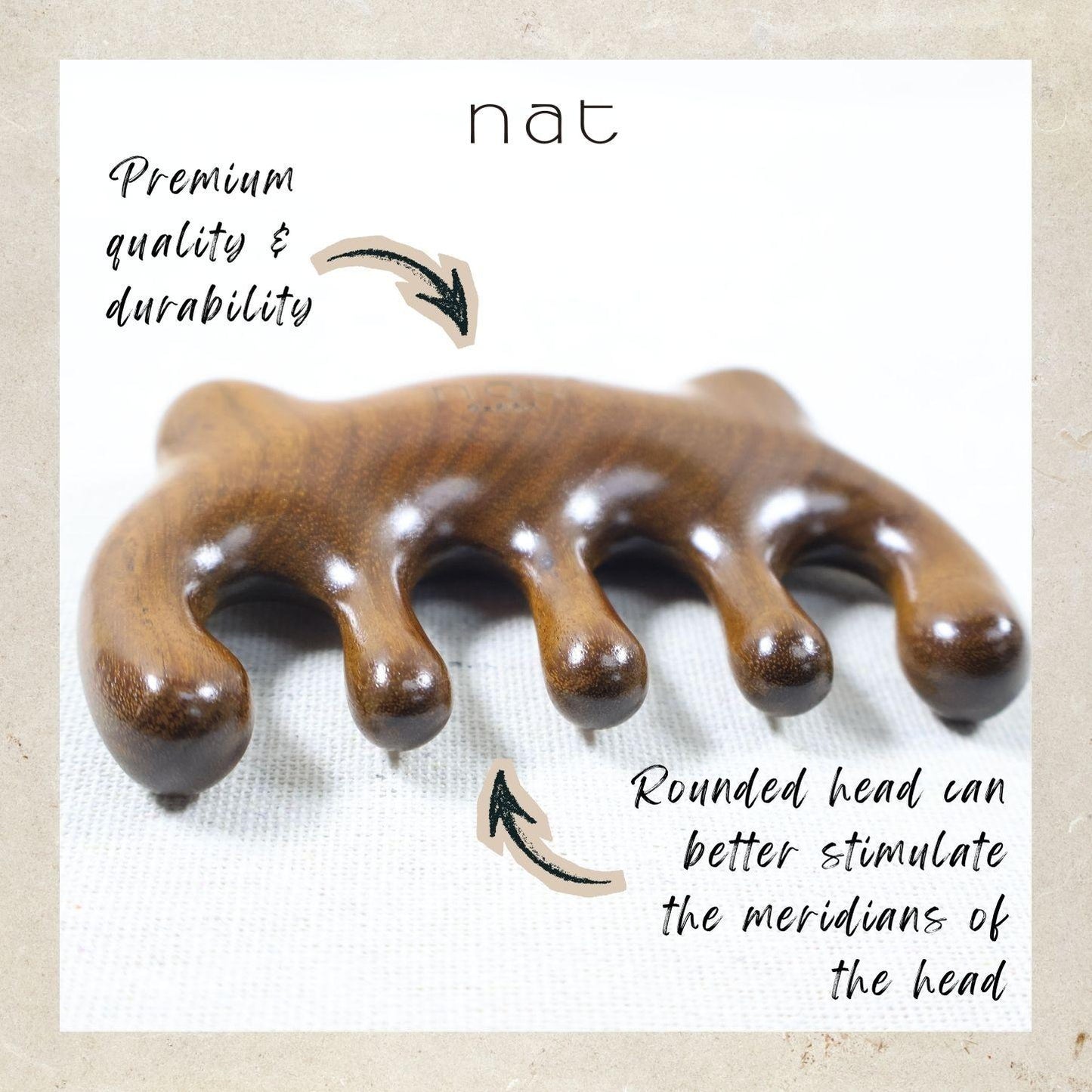 NAT Cat Style Peruvian Balsamo Head Massage Anti-Static Comb for Gua Sha and Massaging - 99CAT2