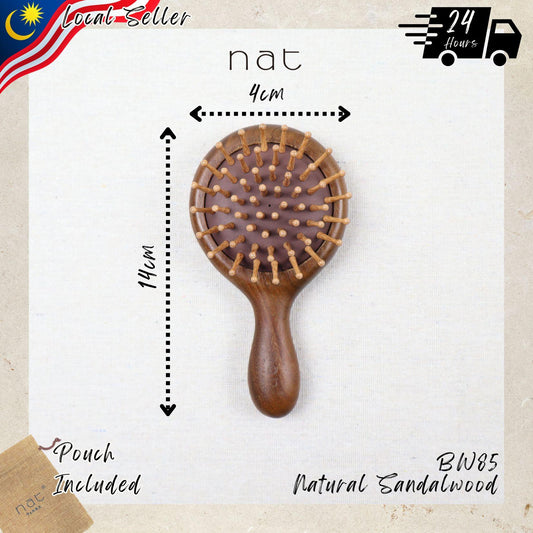 NAT Natural Portable Gold Sandalwood Gentle Detangle Hair Brush - BW85