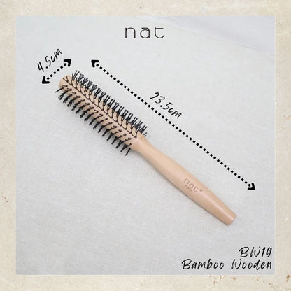 NAT Natural Wood & Bamboo Anti-Static Non-Toxic Hair Scalp Massaging Brushes