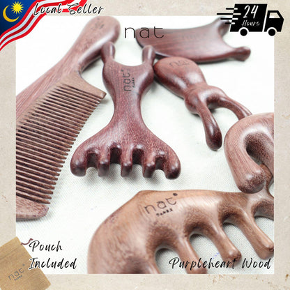 NAT Natural Purpleheart Hardwood Wooden Anti-Static Wood Combs