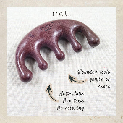 NAT Natural Purpleheart Wood Wooden Massage Anti-Static Gua Sha Detangle Comb - 9960
