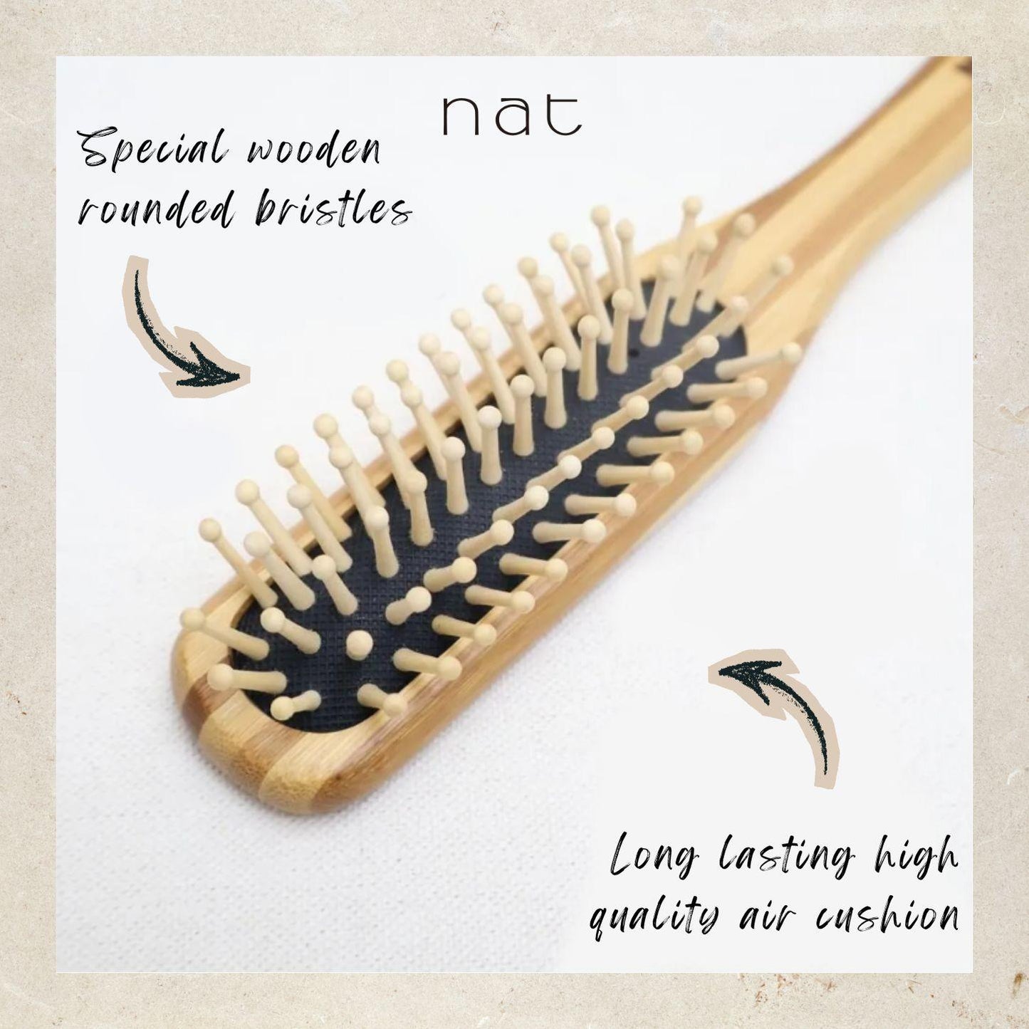 NAT Natural Bamboo Wood High Quality Wooden Comb Paddle Brush Hair Accesories - BW9