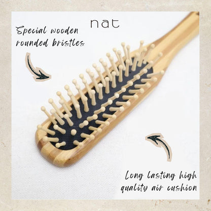 NAT Natural Bamboo Wood High Quality Wooden Comb Paddle Brush Hair Accesories - BW9