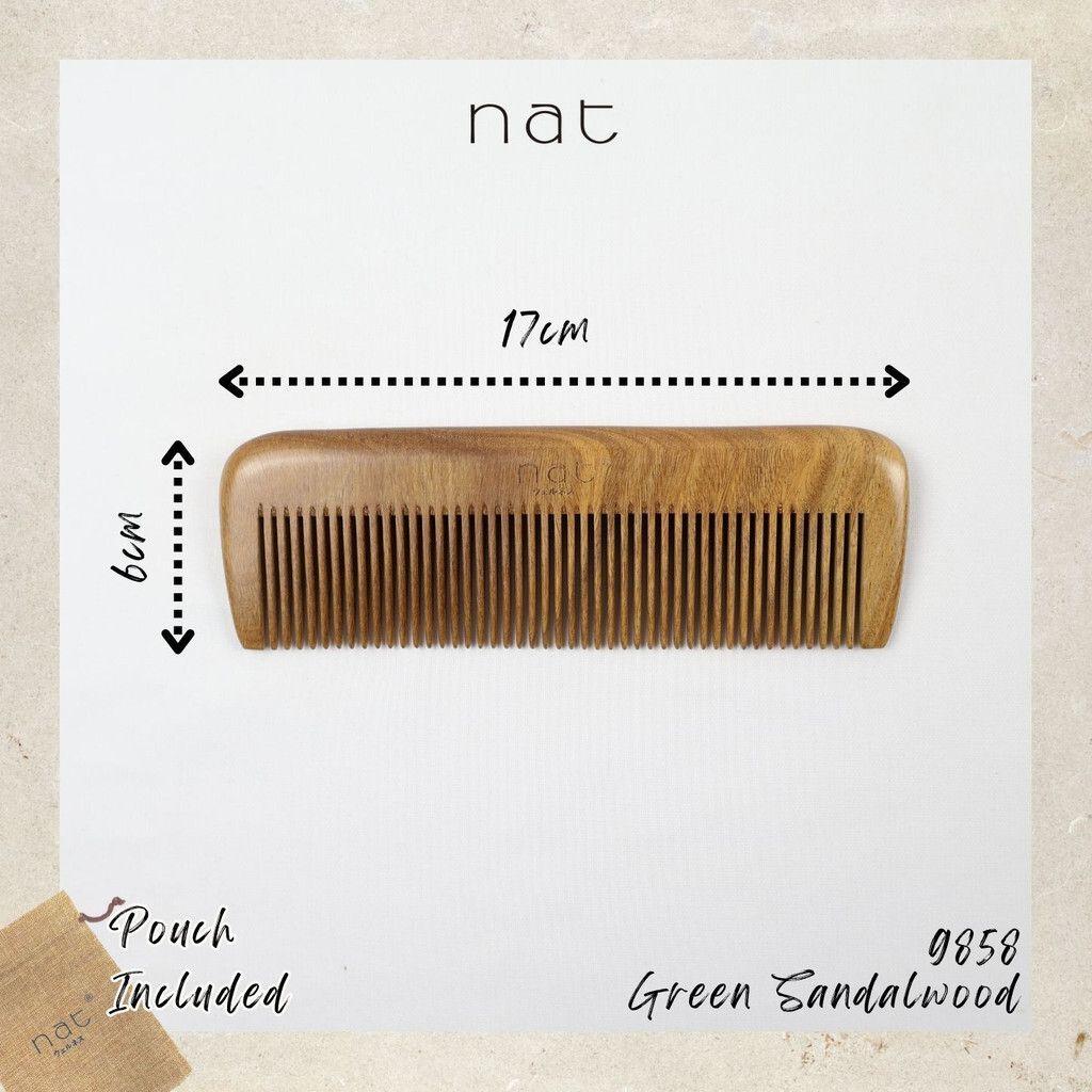 NAT Natural Green Sandalwood Wide Tooth Anti-Static Straight Comb Hair Accessories - 9858