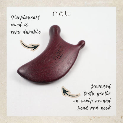 NAT Natural Care Purpleheart Wood Wooden Massage Anti-Static Gua Sha Comb - 9983
