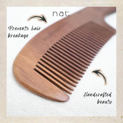NAT Natural Machilus Nanmu Anti Static Wooden Gentle Relief Comb - 9908