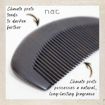 NAT Natural Chacate Preto Wooden Wood Narrow Tooth Portable Anti-Static Prime Styling Comb - 9920