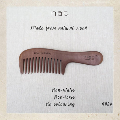NAT Natural Care Machilus Nanmu Wood Wide & Fine Tooth Anti-Static Comb Set - 9908+9918