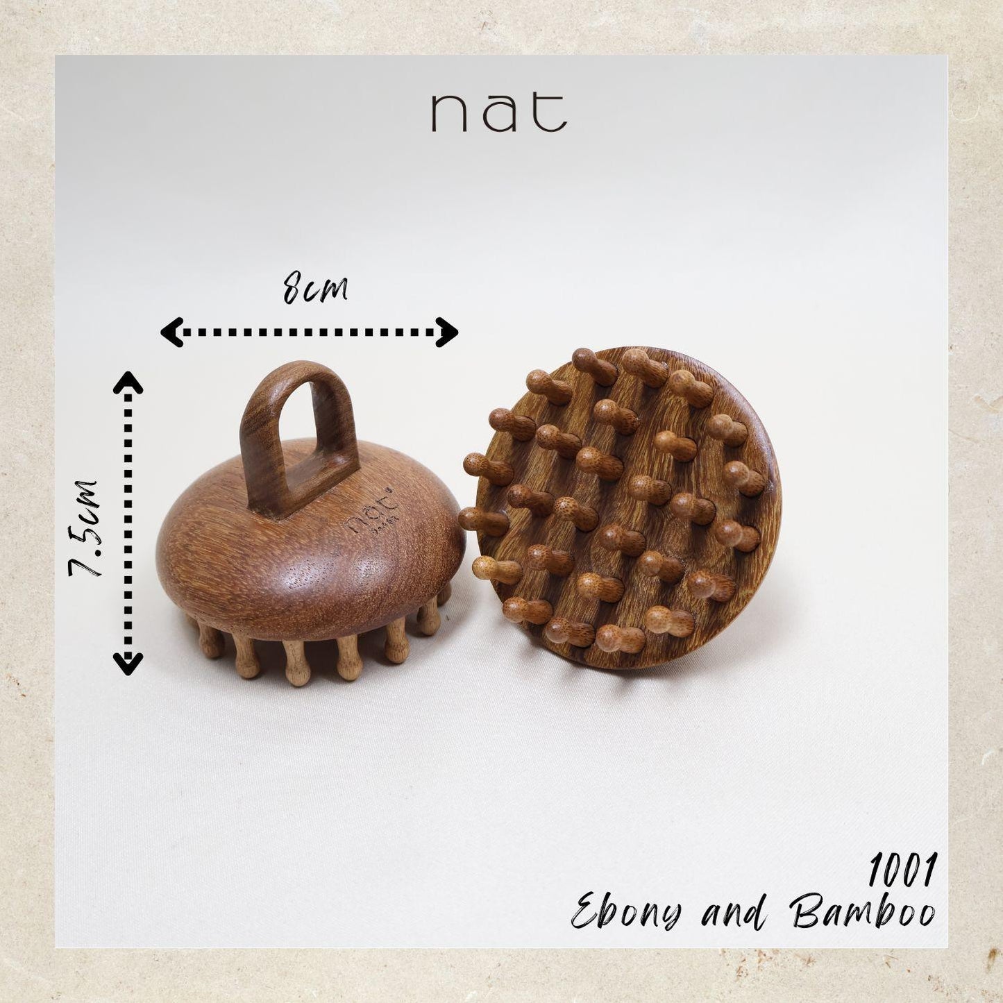 NAT Natural Ebony Wood and Bamboo Massage Anti-Static Gua Sha Pure Scalp Massage Comb - 1001