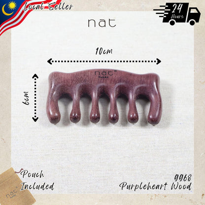 NAT Natural Purpleheart Wood Wooden Massage Anti-Static Gua Sha Scalp Boost Comb - 9968