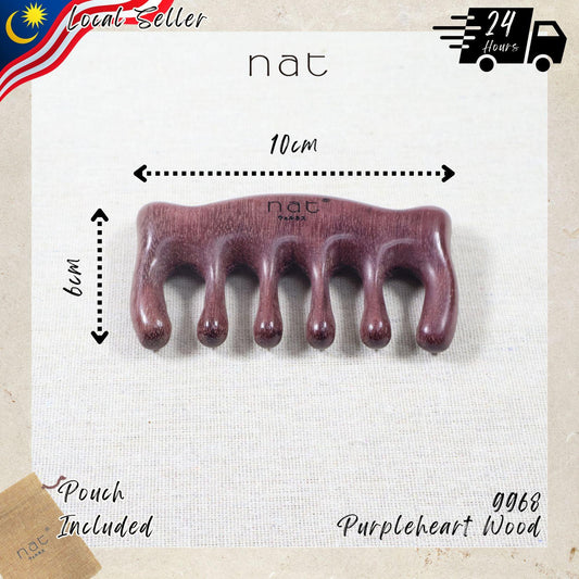 NAT Natural Purpleheart Wood Wooden Massage Anti-Static Gua Sha Scalp Boost Comb - 9968