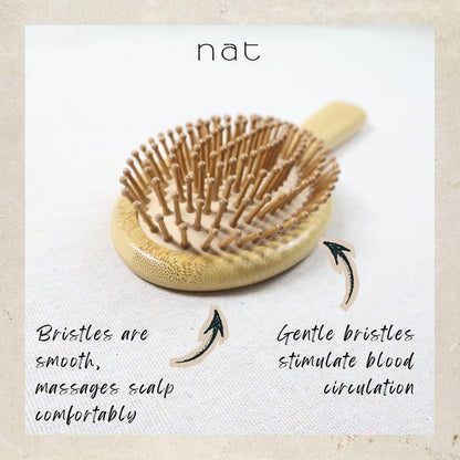 NAT High Quality & Natural Anti Static Bamboo Hair Brush with Rubber Air Cushion Comfort Brush - BW23