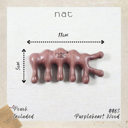 NAT Natural Purpleheart Wood Wooden Massage Anti-Static Fish Bone Gua Sha Gentle Care Comb - 9963