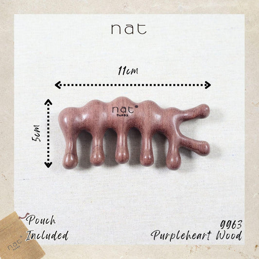 NAT Natural Purpleheart Wood Wooden Massage Anti-Static Fish Bone Gua Sha Gentle Care Comb - 9963