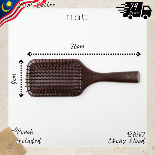 NAT Natural Luxury Ebony Wood for Gentle Detangling Hair Brush Hair Accessories - BW87