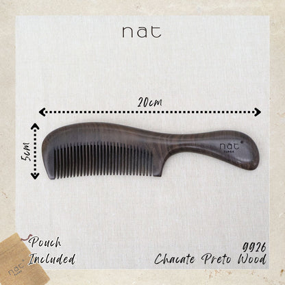 NAT Natural Chacate Preto Wooden Anti-Static Non-Toxic Non-Coloring Combs
