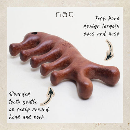 NAT Natural Peruvian Balsamo Wood Wooden Massage Anti-Static Gua Sha Fish Bone Smooth Care Comb - 9950