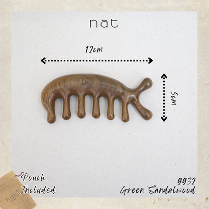 NAT Assorted Natural Green Sandalwood Anti-Static Non-Toxic Non-Coloring Combs