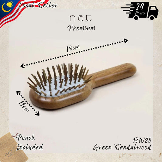 NAT PREMIUM High Quality Green Sandalwood Non-Static Non-Toxic No Coloring Mini Hair Brush Hair Accessories - BW80