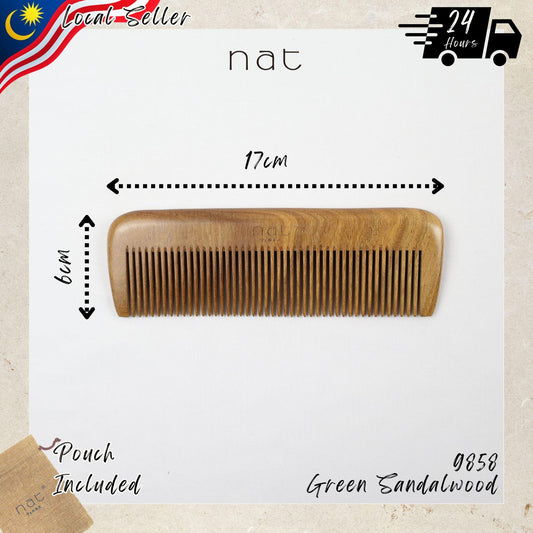 NAT Natural Green Sandalwood Wide Tooth Anti-Static Straight Comb Hair Accessories - 9858